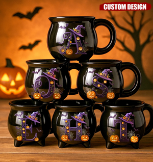 Personalized Ceramic Cauldron Coffee Mug - Halloween Witchy Gifts For Besties, Sisters, BFF, Family, Yourself - Brew And Boo