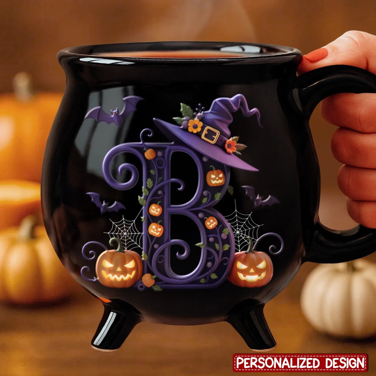 Personalized Ceramic Cauldron Coffee Mug - Halloween Witchy Gifts For Besties, Sisters, BFF, Family, Yourself - Brew And Boo