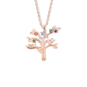 Personalized Family Tree 1-10 Birthstones Necklace Dainty Jewelry Birthday Anniversary Gift for Women