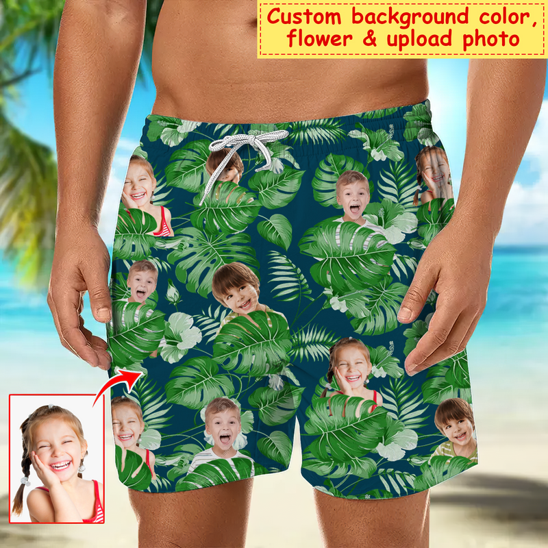 Custom Photo  - Hawaii Shorts Tropical Plant Men Beach Shorts