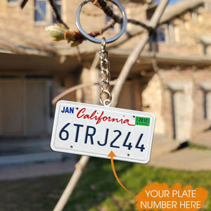 California License Plate Personalized Acrylic Keychain