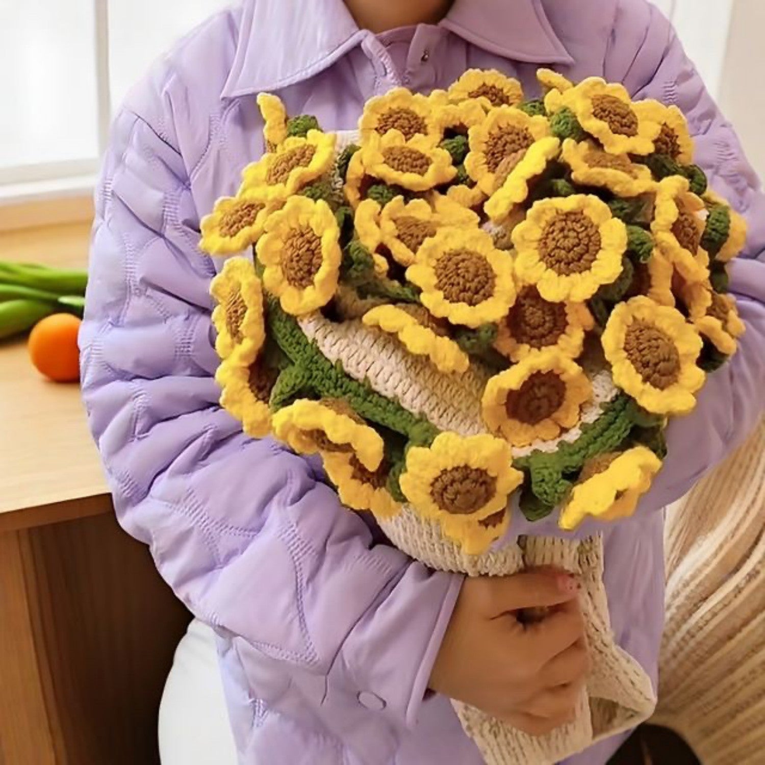 Hand-Knitted Rose Blanket DIY Kit & Ready-Made Gift for Mother's Day Valentine's Day