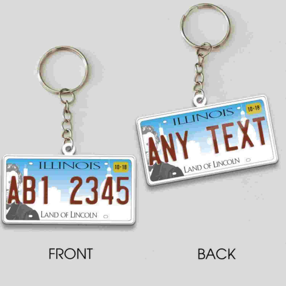 Illinois License Plate Personalized Acrylic Keychain