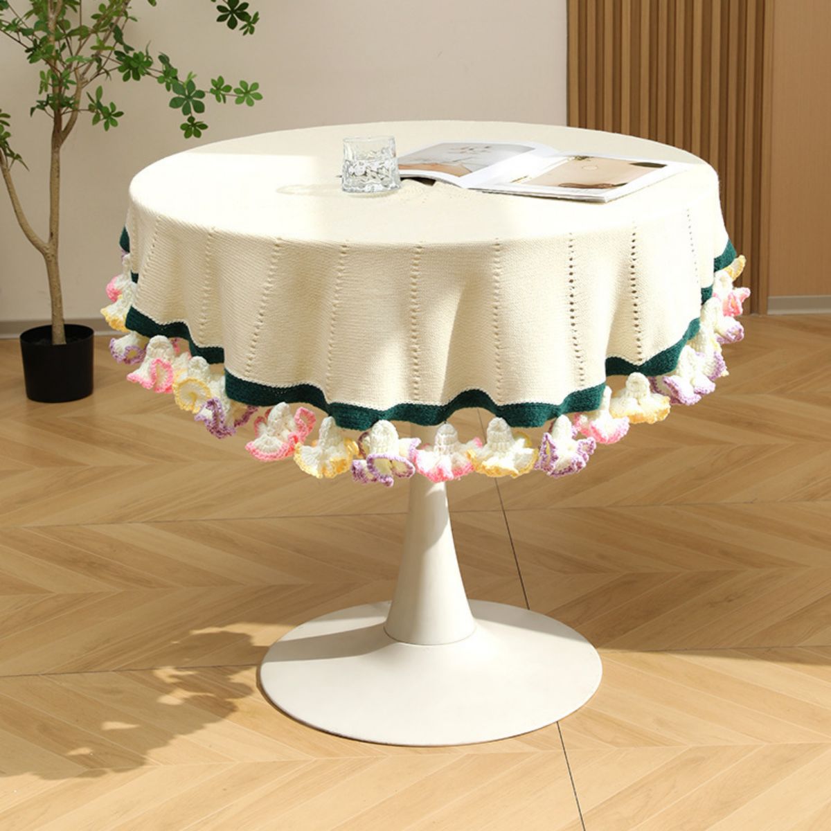 Hand-Knitted Rainbow Carnation Blanket Ready-Made Gift for Mother's Day