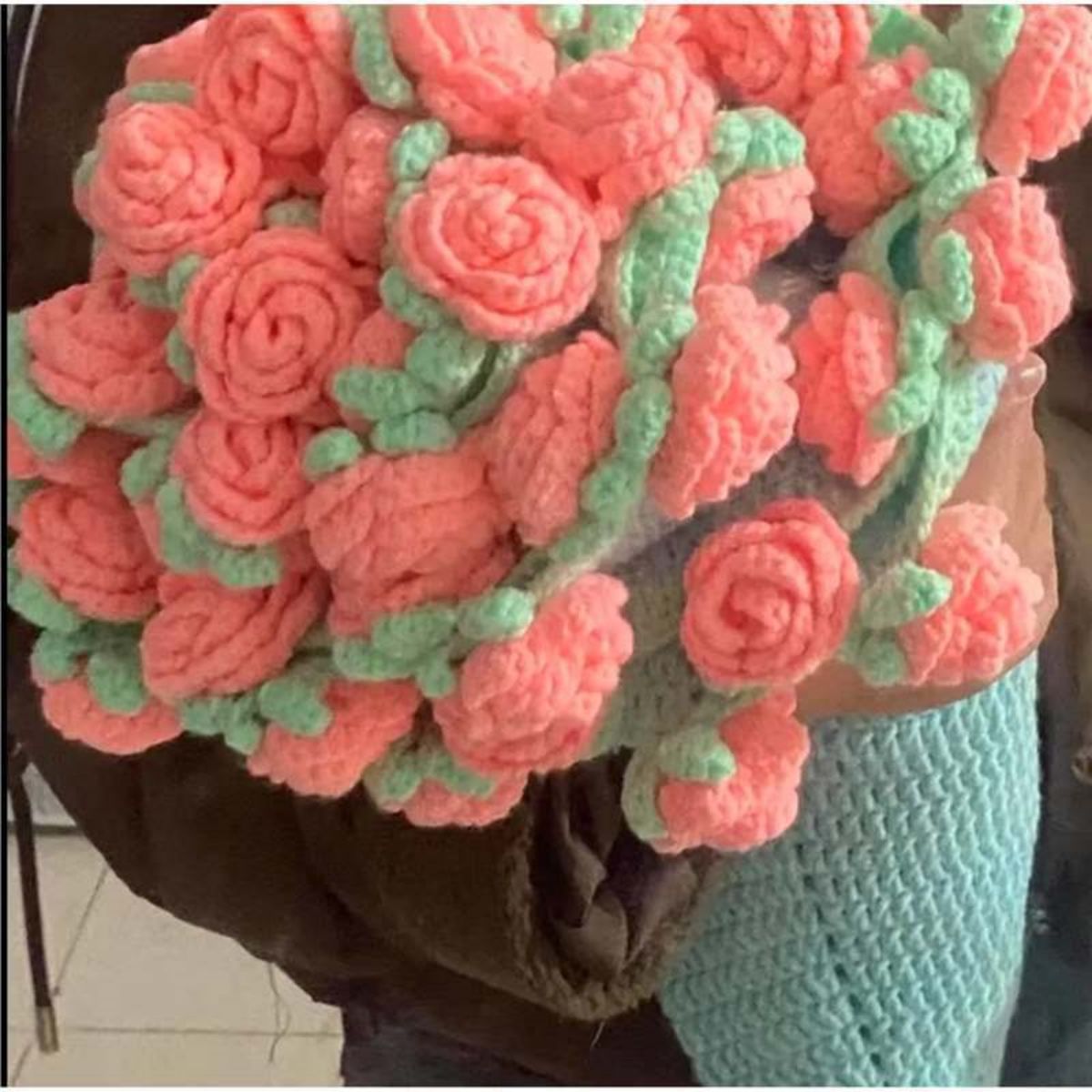 Hand-Knitted Rose Bouquet Blanket Diy Material Package Hand-Woven Gift For Her