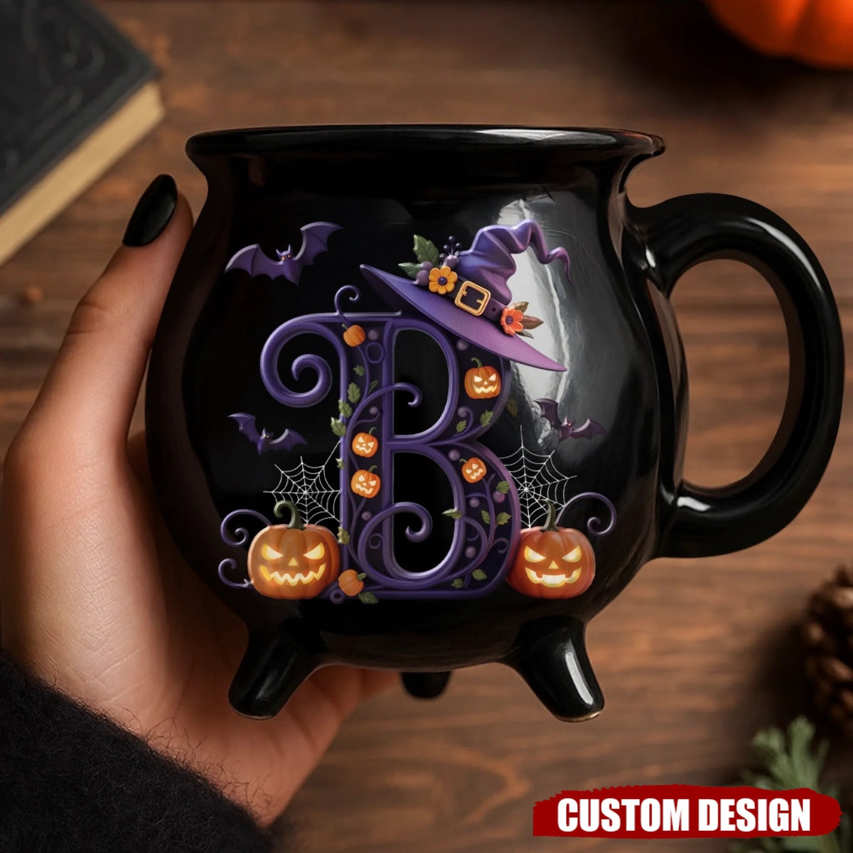 Personalized Ceramic Cauldron Coffee Mug - Halloween Witchy Gifts For Besties, Sisters, BFF, Family, Yourself - Brew And Boo