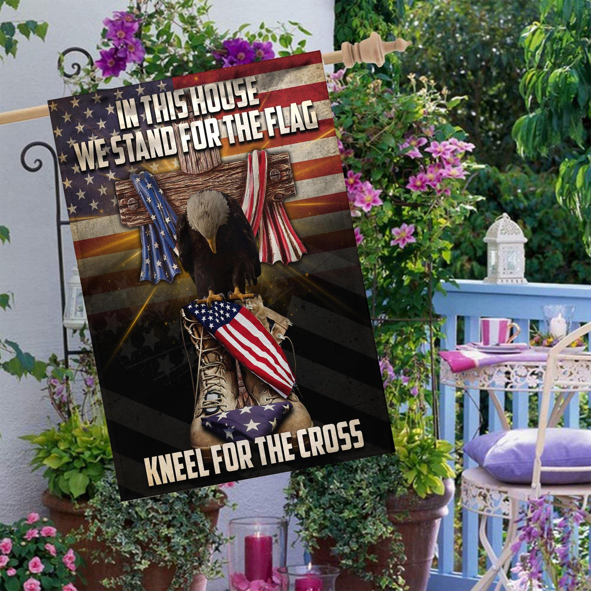 In This House We Stand For The Flag Garden Flag