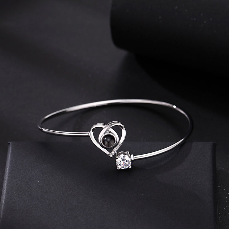 Custom Projection Bracelet Personalized Photo Bracelet Heart Jewelry Gift for Her