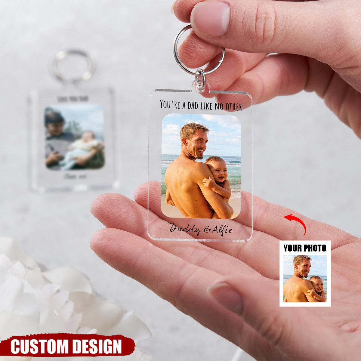 This Daddy ls Loved By - Personalized Acrylic Keychain - Father's Day Gift