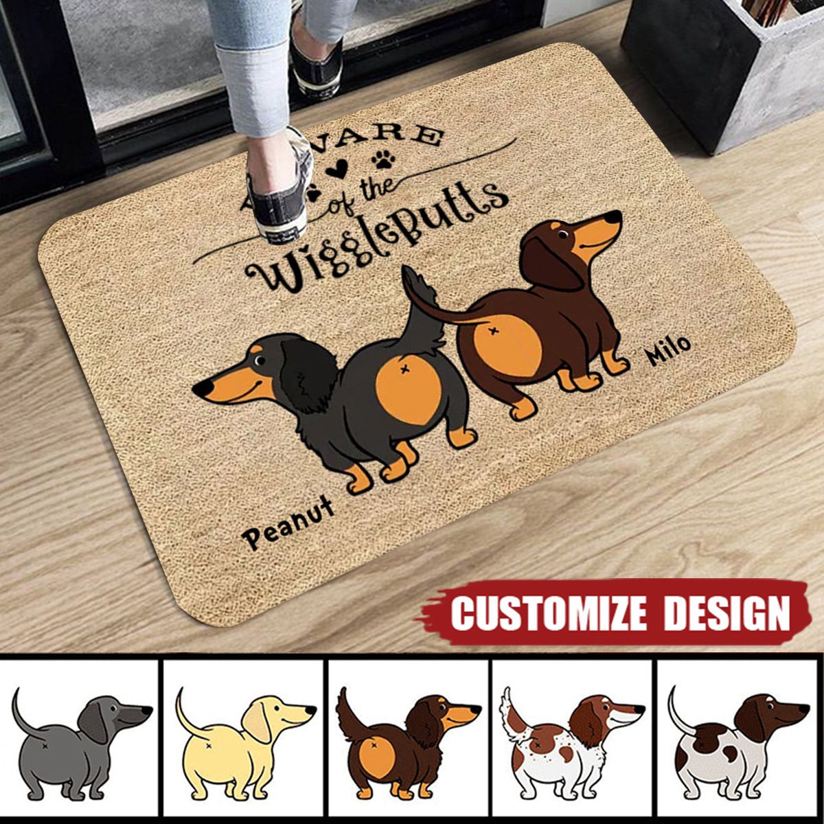 Welcome Wiggle Butt Club Dachshund Dog Personalized Doormat