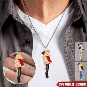 Personalized Couple Kiss Stainless Steel Necklace