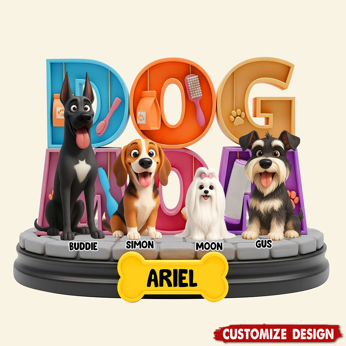 Adorable Dog Mom Dog Dad Acrylic Plaque - Personalized Gifts For Dog Lovers