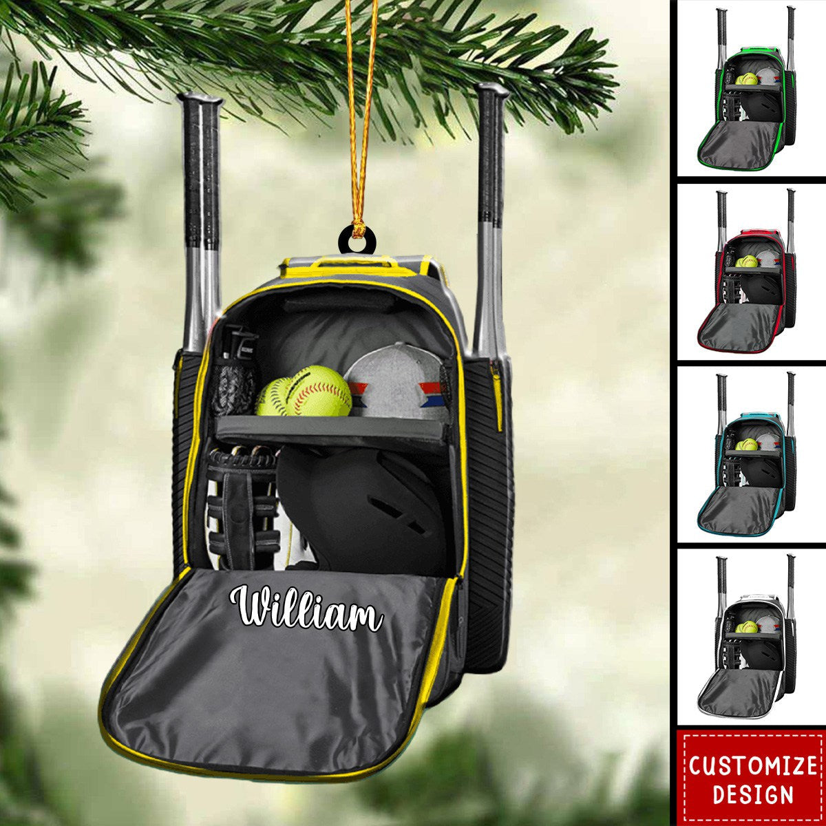 2024 New Release - Personalized Softball Backpack Ornament