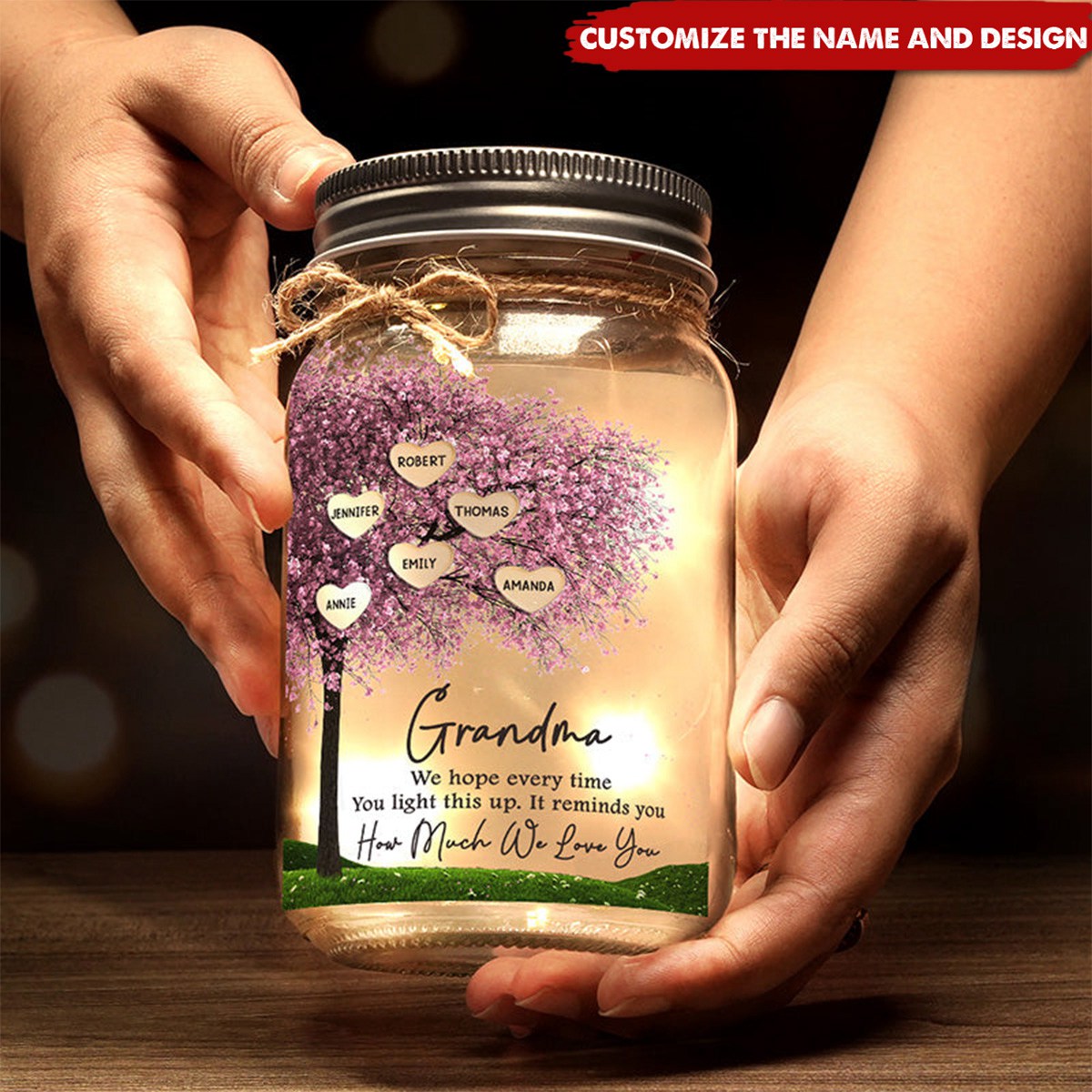 It Reminds You How Much We Love You - Family Personalized Mason Jar Light - Gift For Mom, Grandma