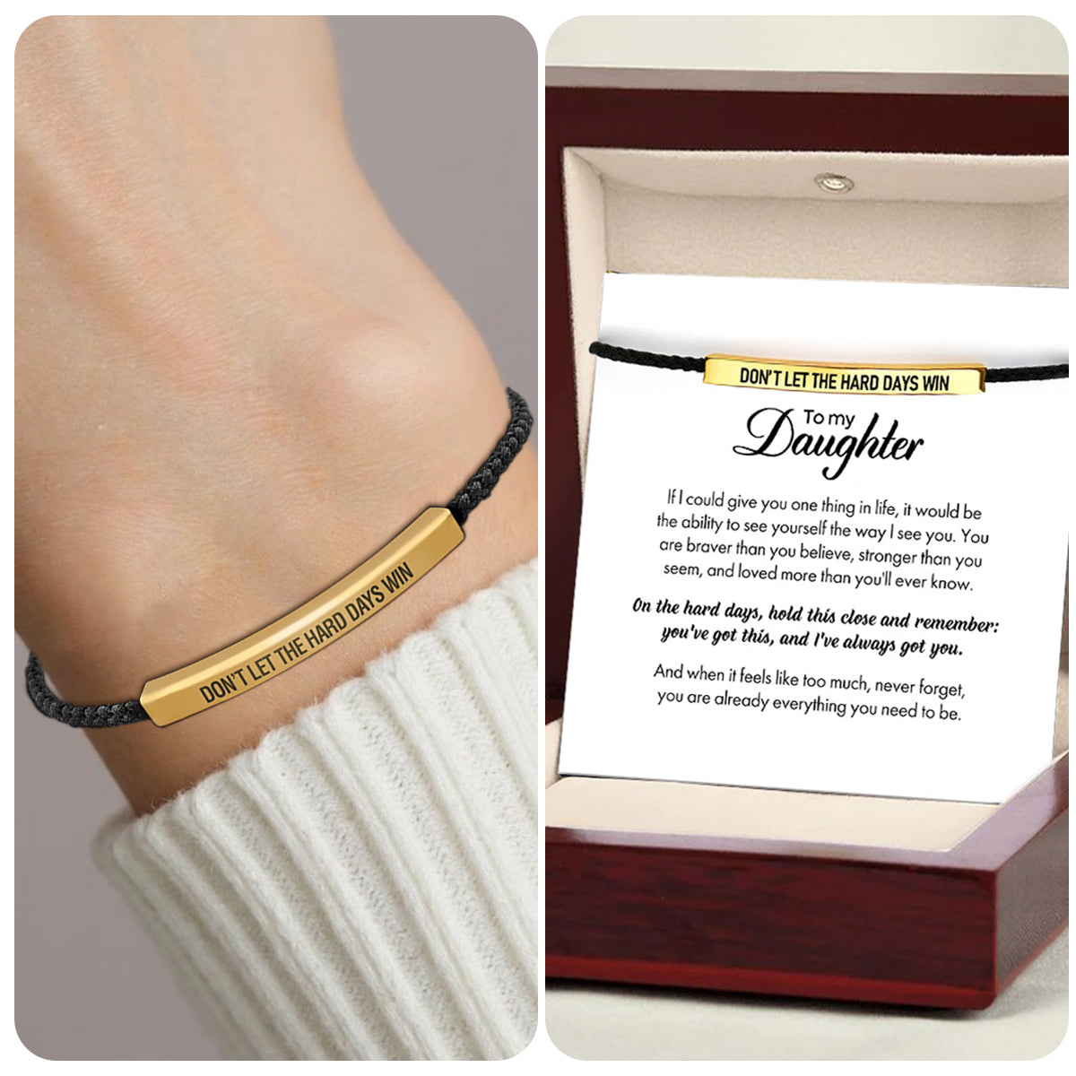For Daughter-Don't Let The Hard Days Win Tube Bracelet