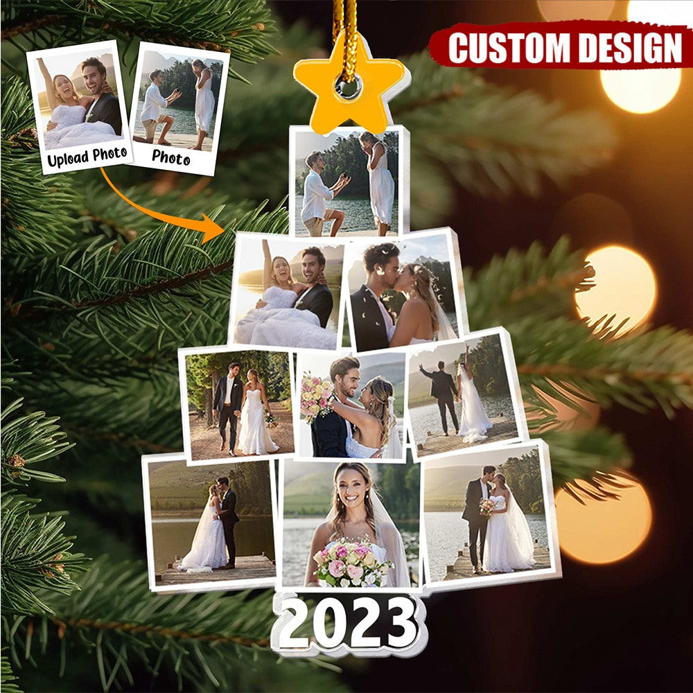Photo Family-Couple-Pet Tree Christmas - Personalized Acrylic Photo Ornament