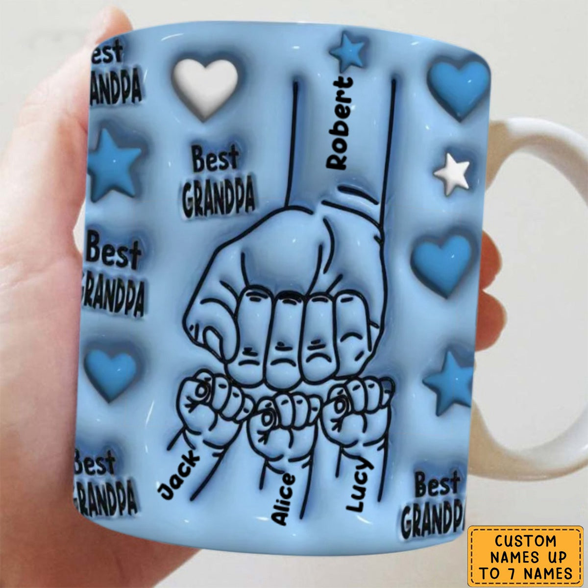 Best Dad/Grandpa - Personalized 3D Inflated Effect Mug - Gift For Cat Dad/Grandpa