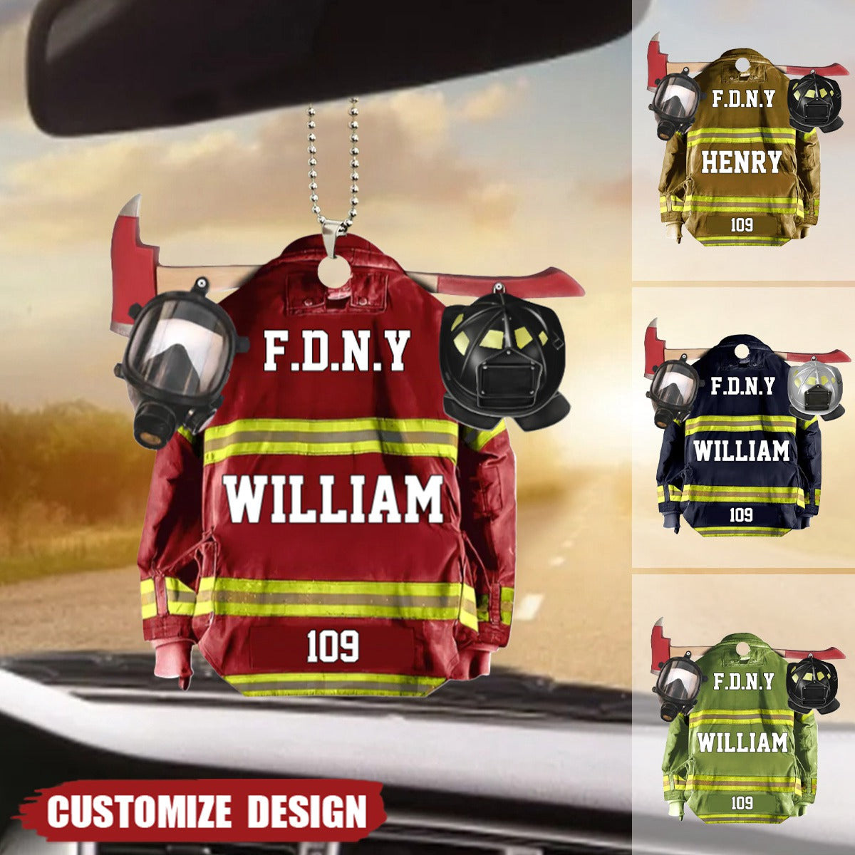 Personalized Acrylic Car Ornament - Gift For Firefighter