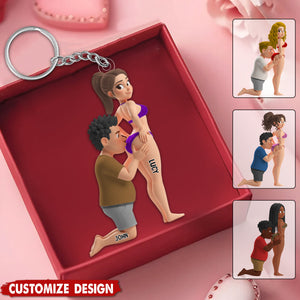 Naughty Couple Acrylic Personalized Keychain - Gifts For Couple