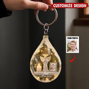 Personalized Angel&Candle Memorial Keychain – Memorial Gift
