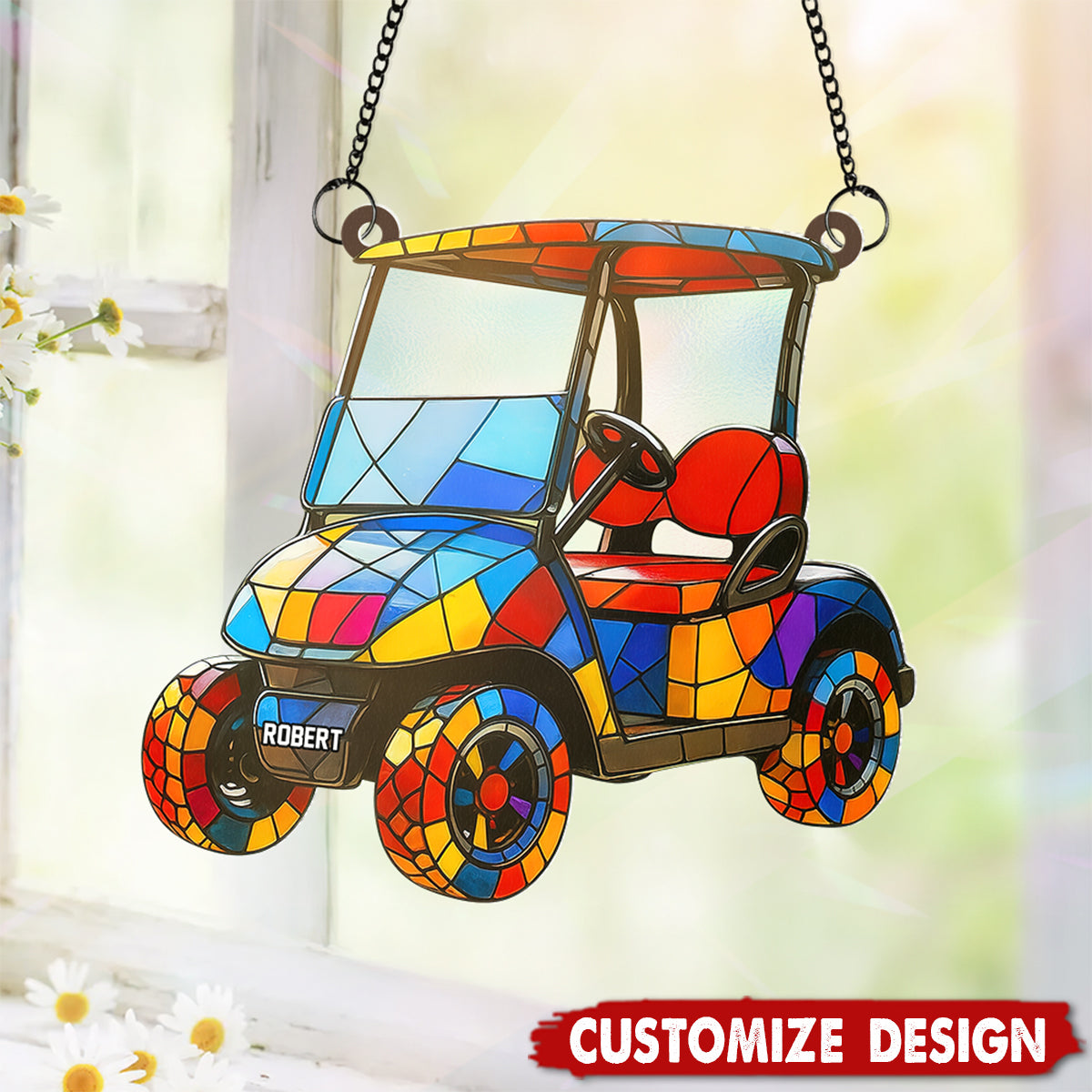 Personalized Golf Cart suncatcher - Gifts For Golf Lover