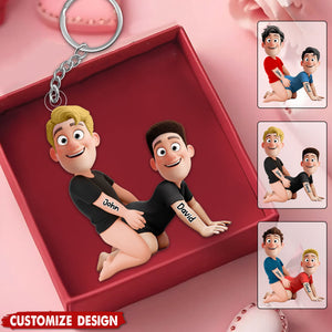 Naughty Personalized Gay Lesbian Couple Keychain - Gifts For Couple