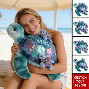 Nana Turtle Gift For Mom Grandma - Personalized Grandma Faux Fur Shaped Pillow