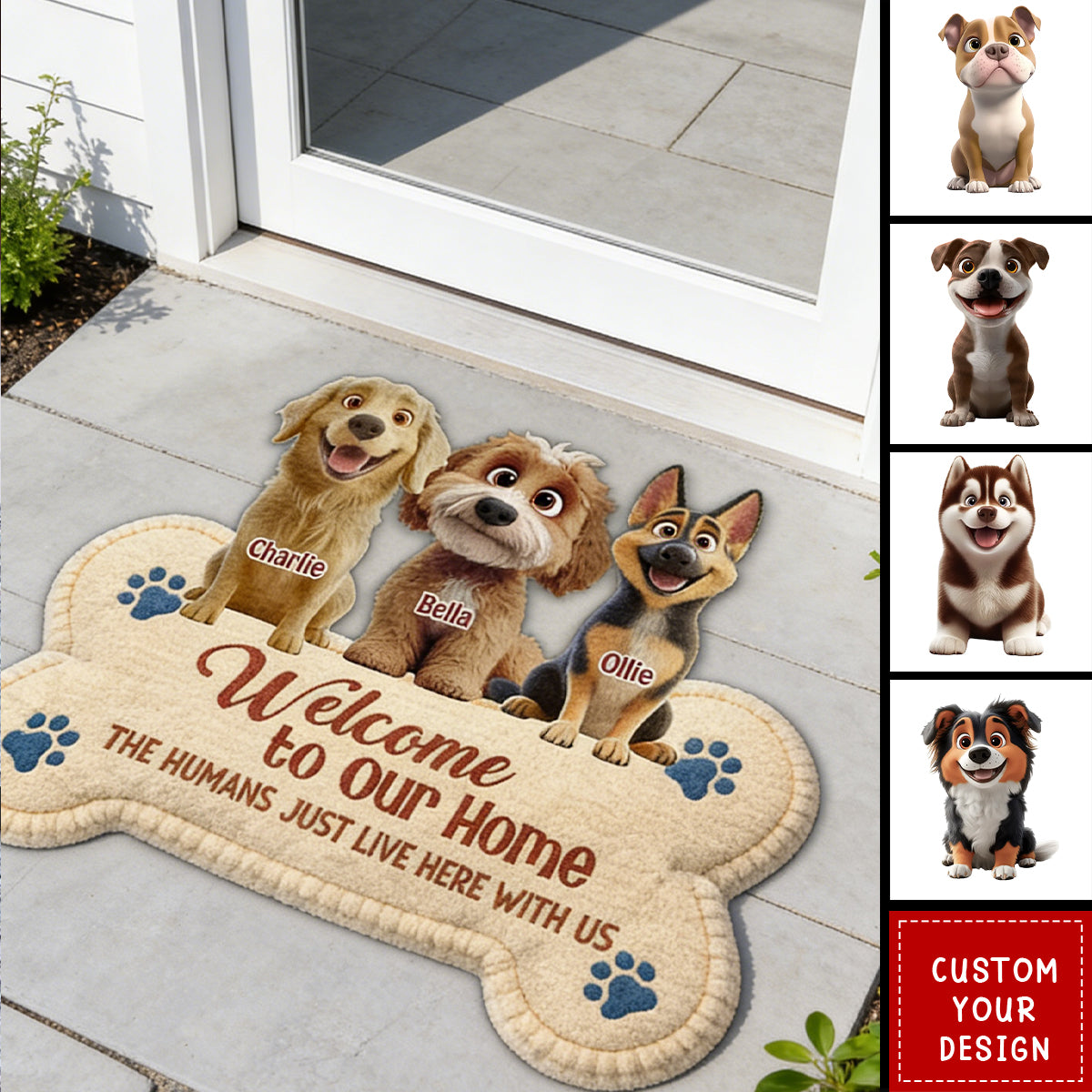The Humans Live With Lovely Dogs - Personalized Custom Doormat