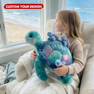 Nana Turtle Gift For Mom Grandma - Personalized Grandma Faux Fur Shaped Pillow