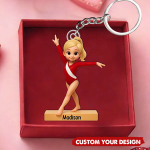 Gymnastic Girl - Personalized Acrylic Keychain - Gift For Daughter Granddaughter