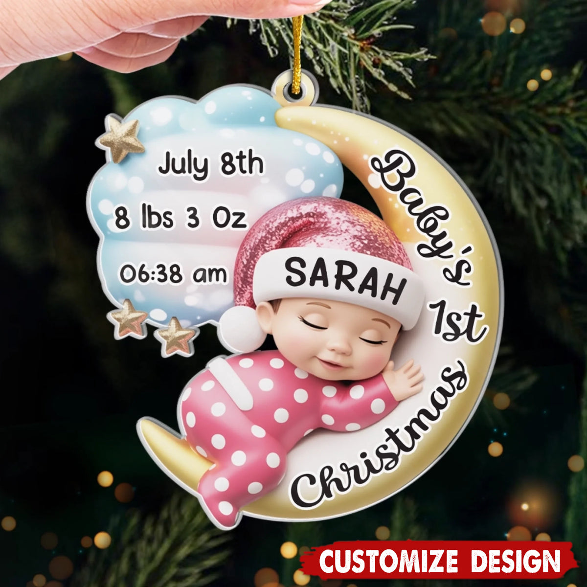 Personalized Christmas Baby Shower Ornament- Gifts For New Moms, New Dads, New Parents
