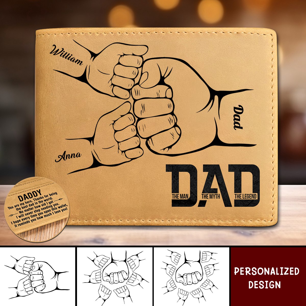 Dad The Man The Myth The Legend - Personalized Leather Wallet