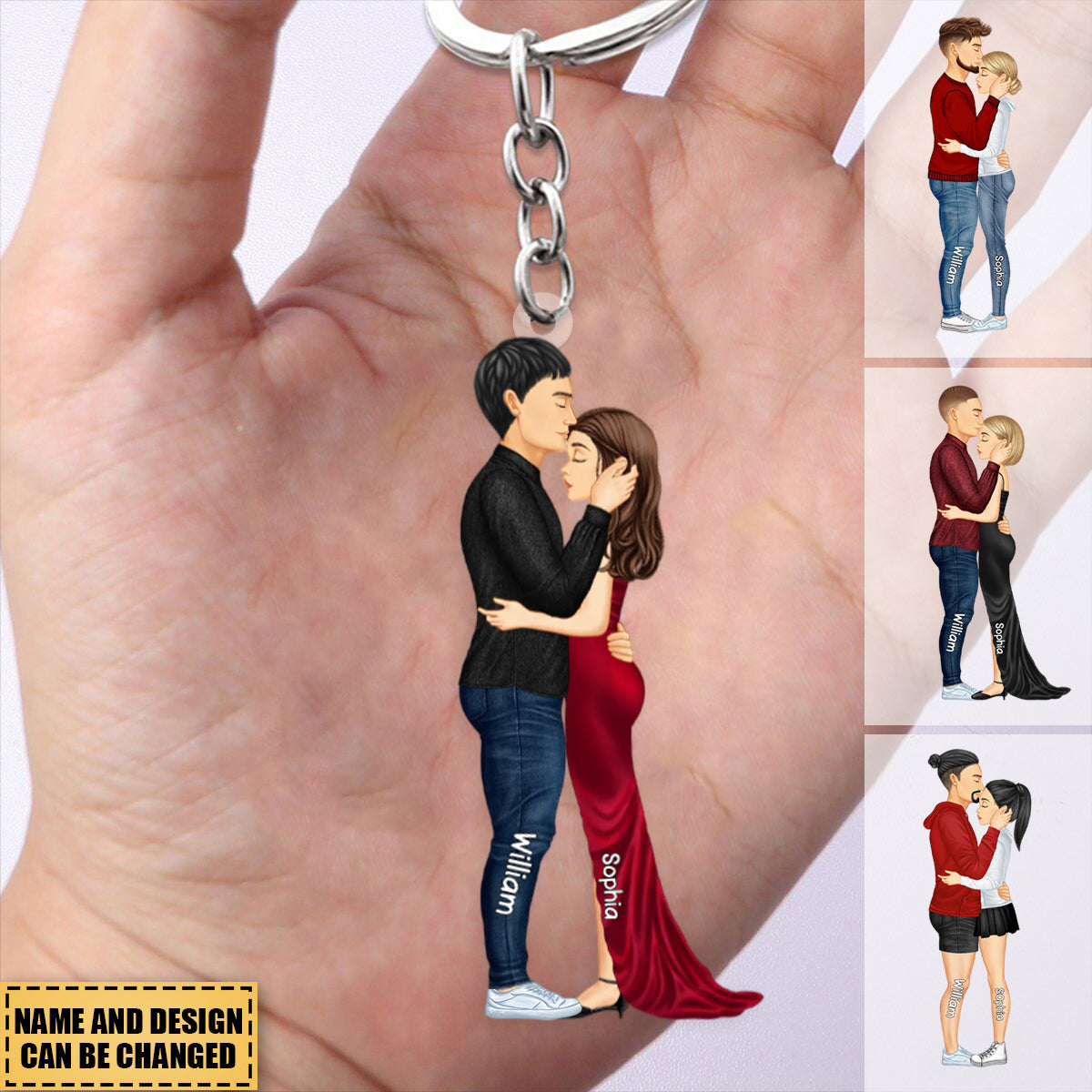 Personalized Hugging Couple Keychain - Gift For Couple