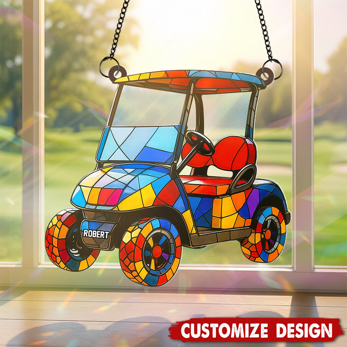 Personalized Golf Cart suncatcher - Gifts For Golf Lover