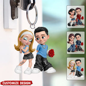 Trendy Y2K Couple Keychain - Personalized Gift For Couples