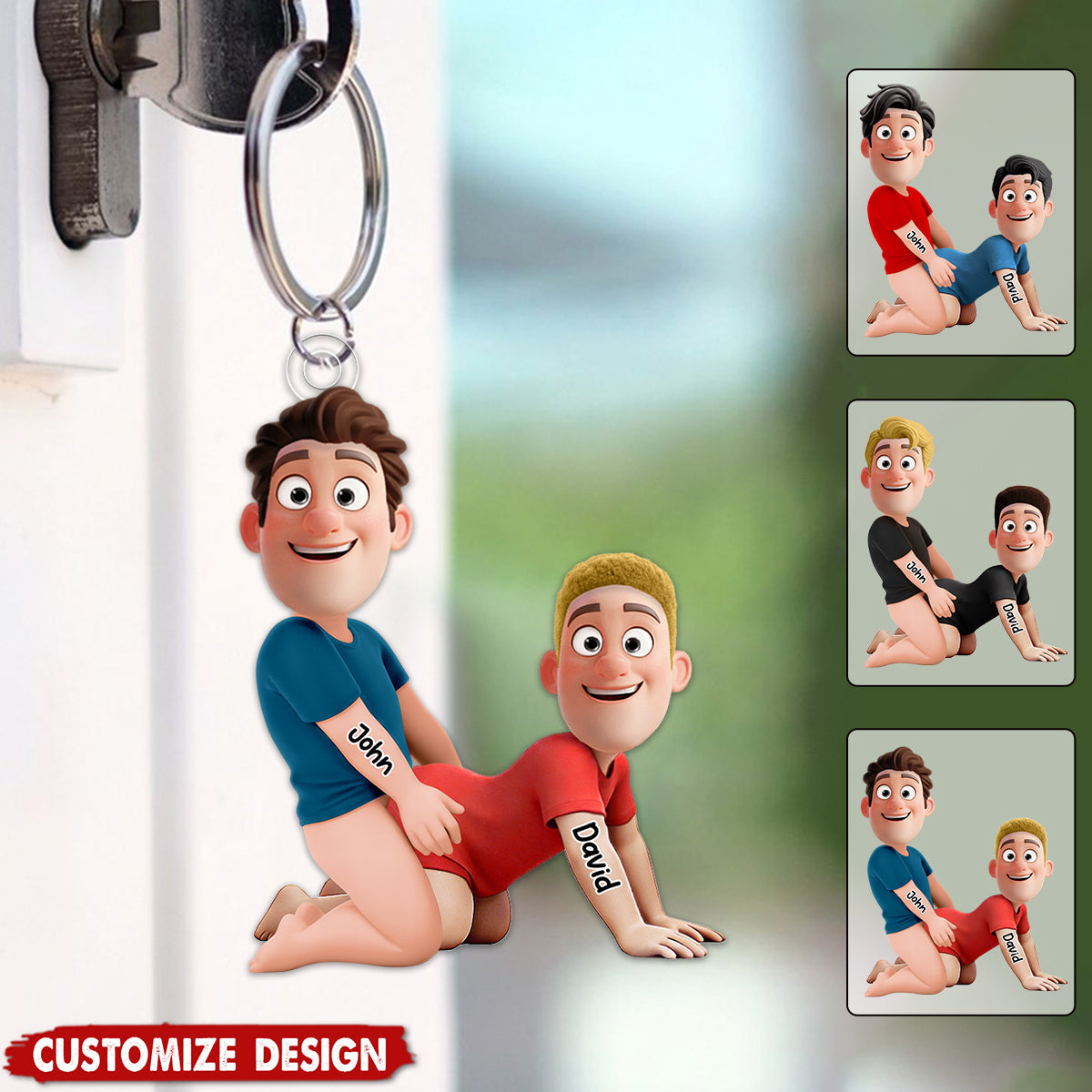 Naughty Personalized Gay Lesbian Couple Keychain - Gifts For Couple