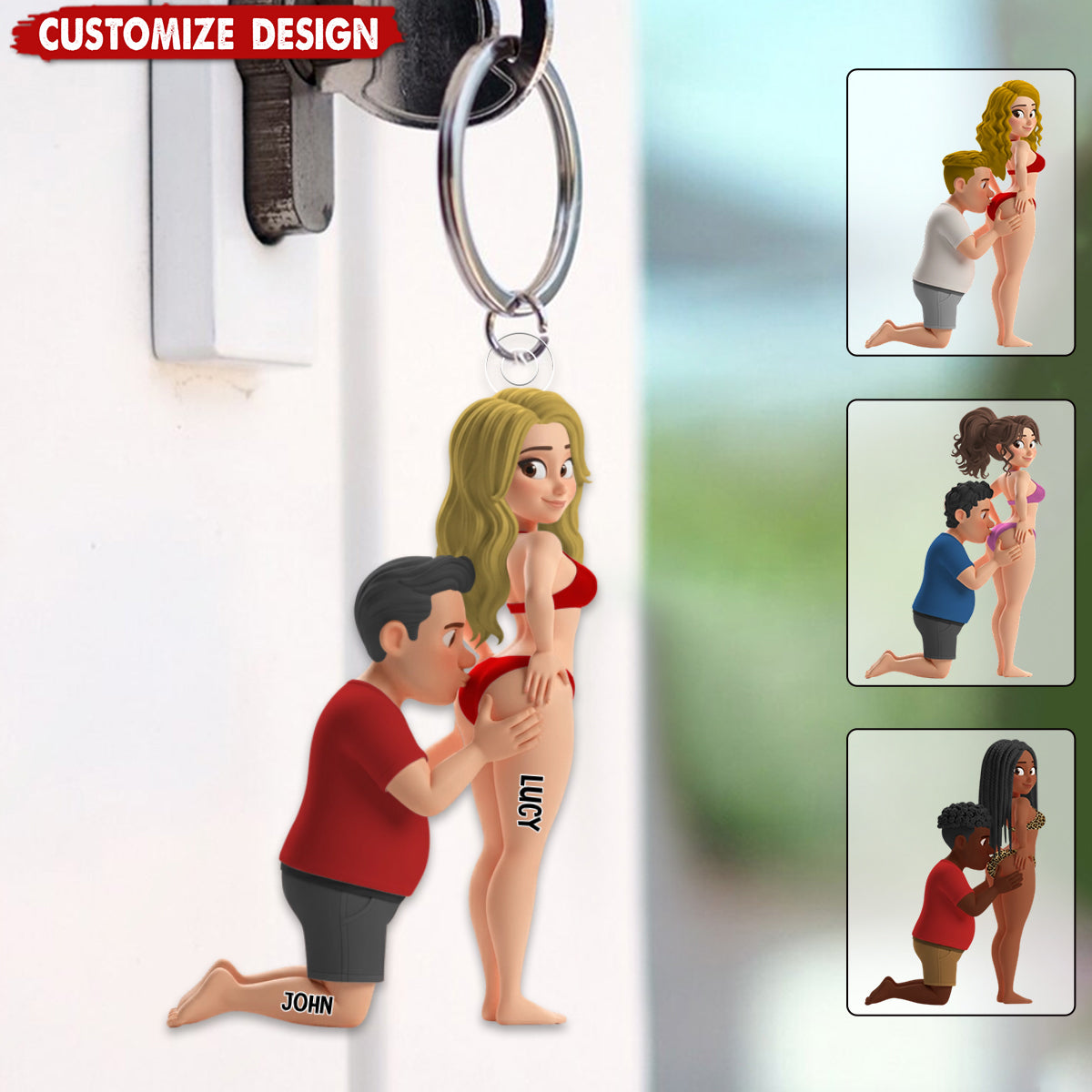 Naughty Couple Acrylic Personalized Keychain - Gifts For Couple