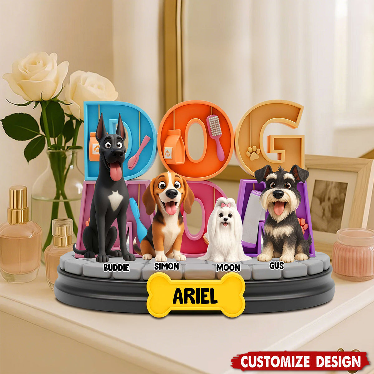 Adorable Dog Mom Dog Dad Acrylic Plaque - Personalized Gifts For Dog Lovers