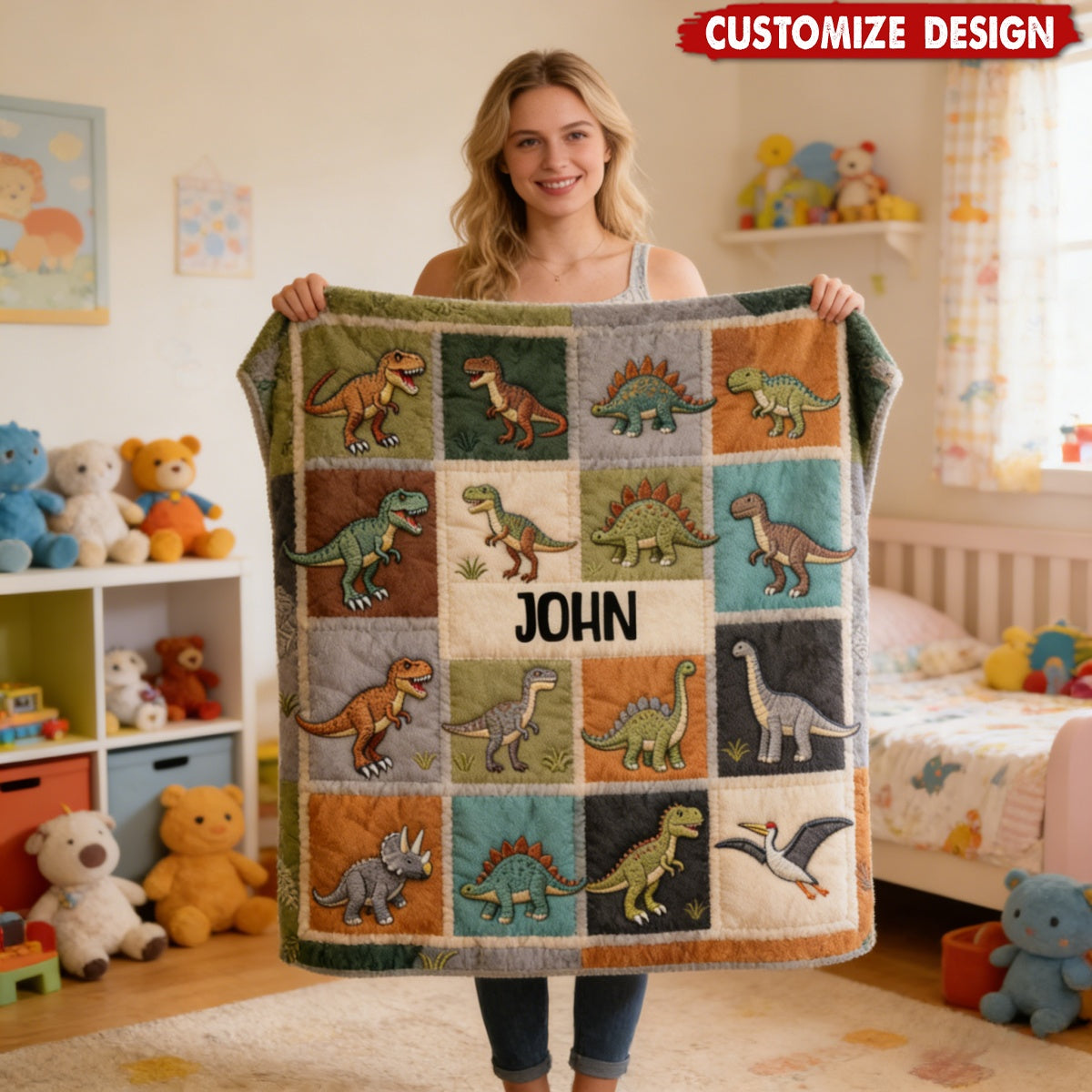 Love Dinosaur - Personalized Kid Blanket