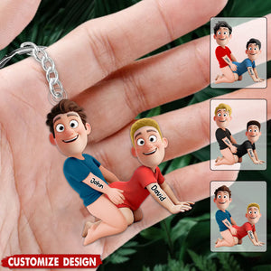 Naughty Personalized Gay Lesbian Couple Keychain - Gifts For Couple