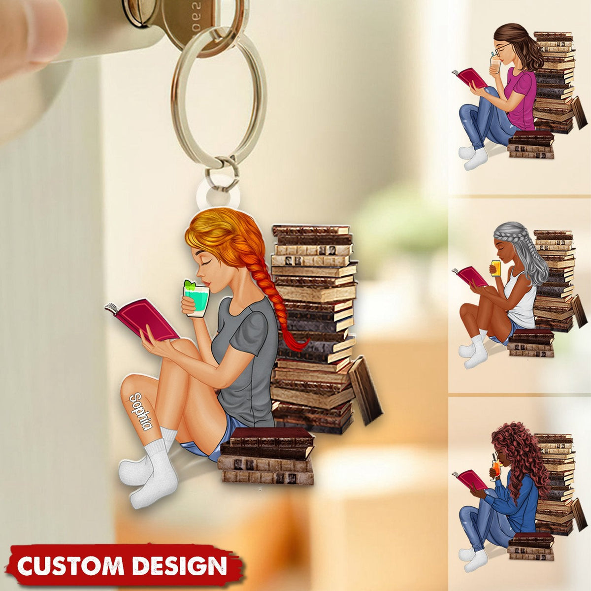 Just A Girl Who Loves Reading - Personalized Acrylic Keychain - Gift For Book Lovers