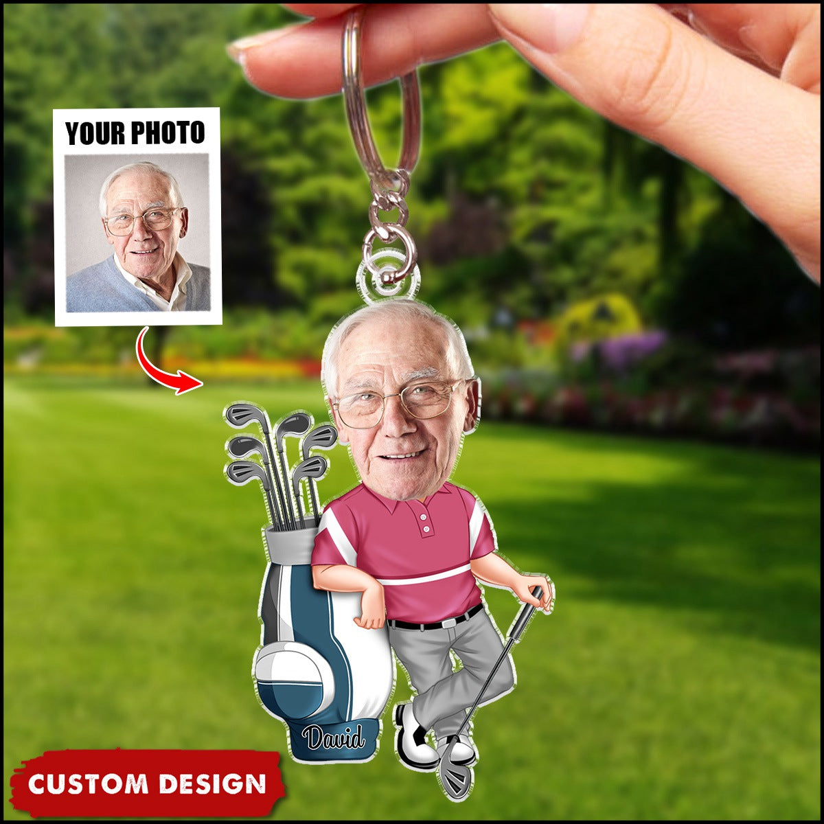 Personalized Photo Golf Acrylic Keychain