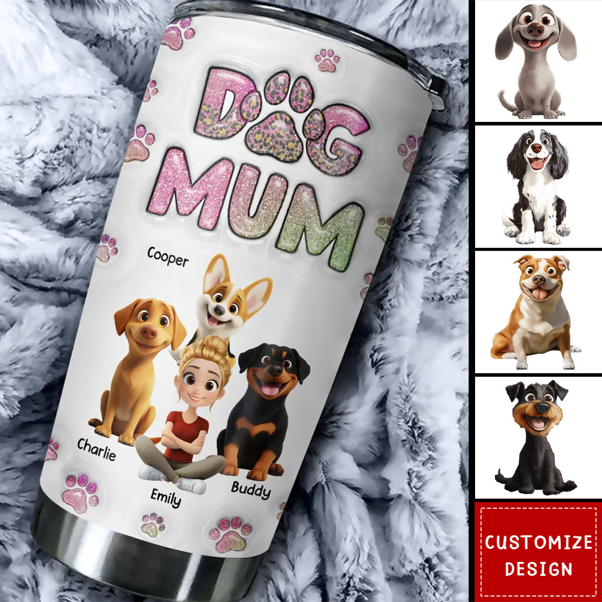 Dog Mom Lovely Chibi- Personalized Tumbler - Gift For Dog Lovers