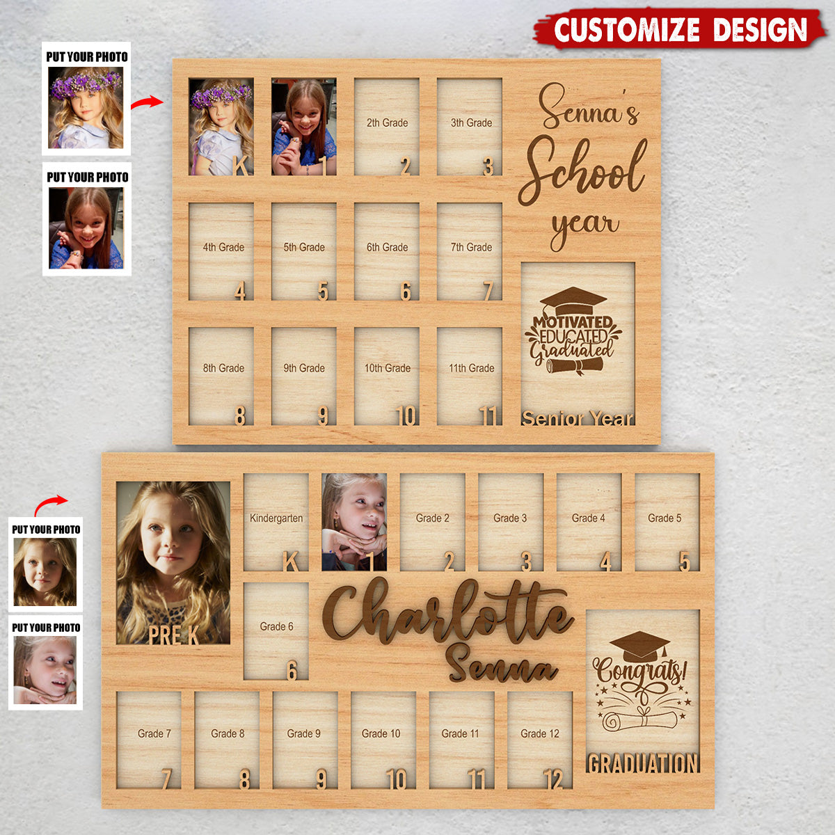 Personalized School Year Photo Frame - Gift For Your Kids