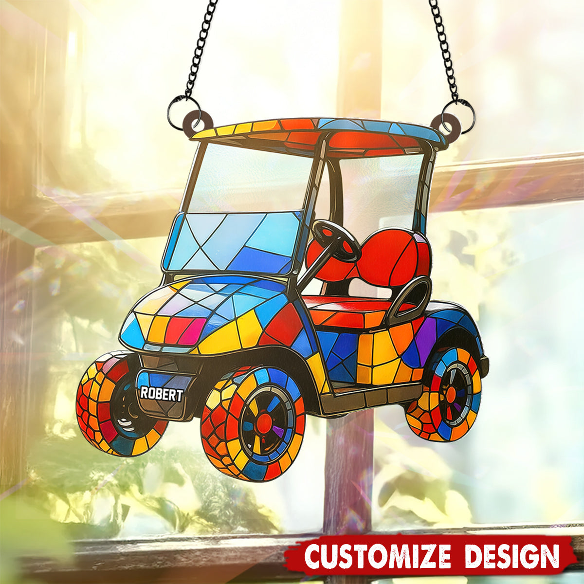 Personalized Golf Cart suncatcher - Gifts For Golf Lover