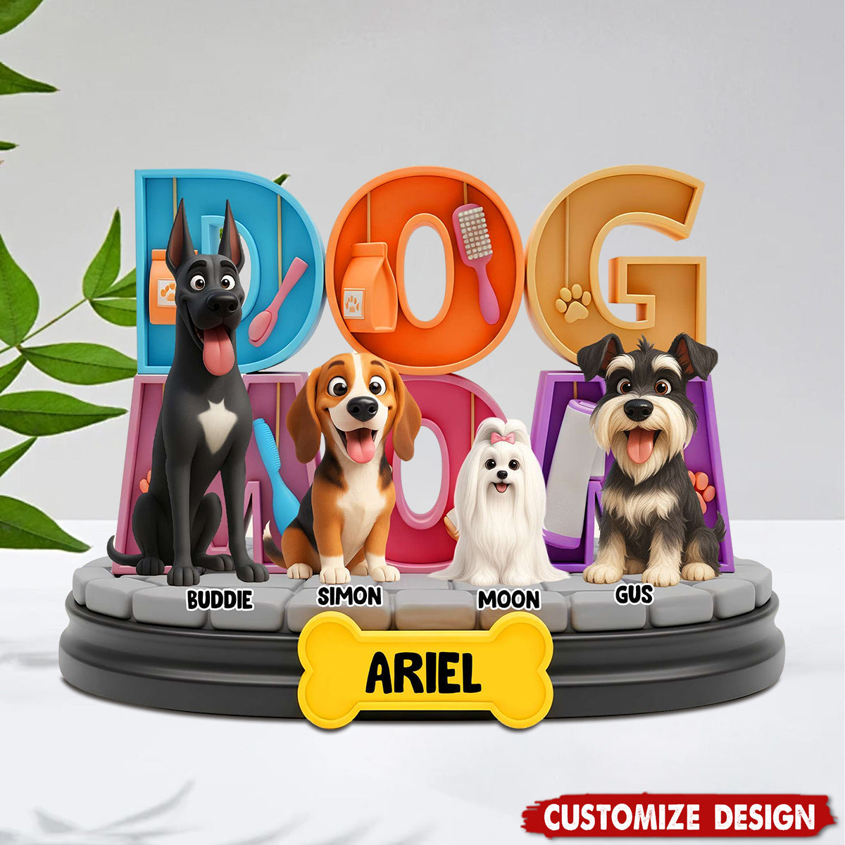 Adorable Dog Mom Dog Dad Acrylic Plaque - Personalized Gifts For Dog Lovers