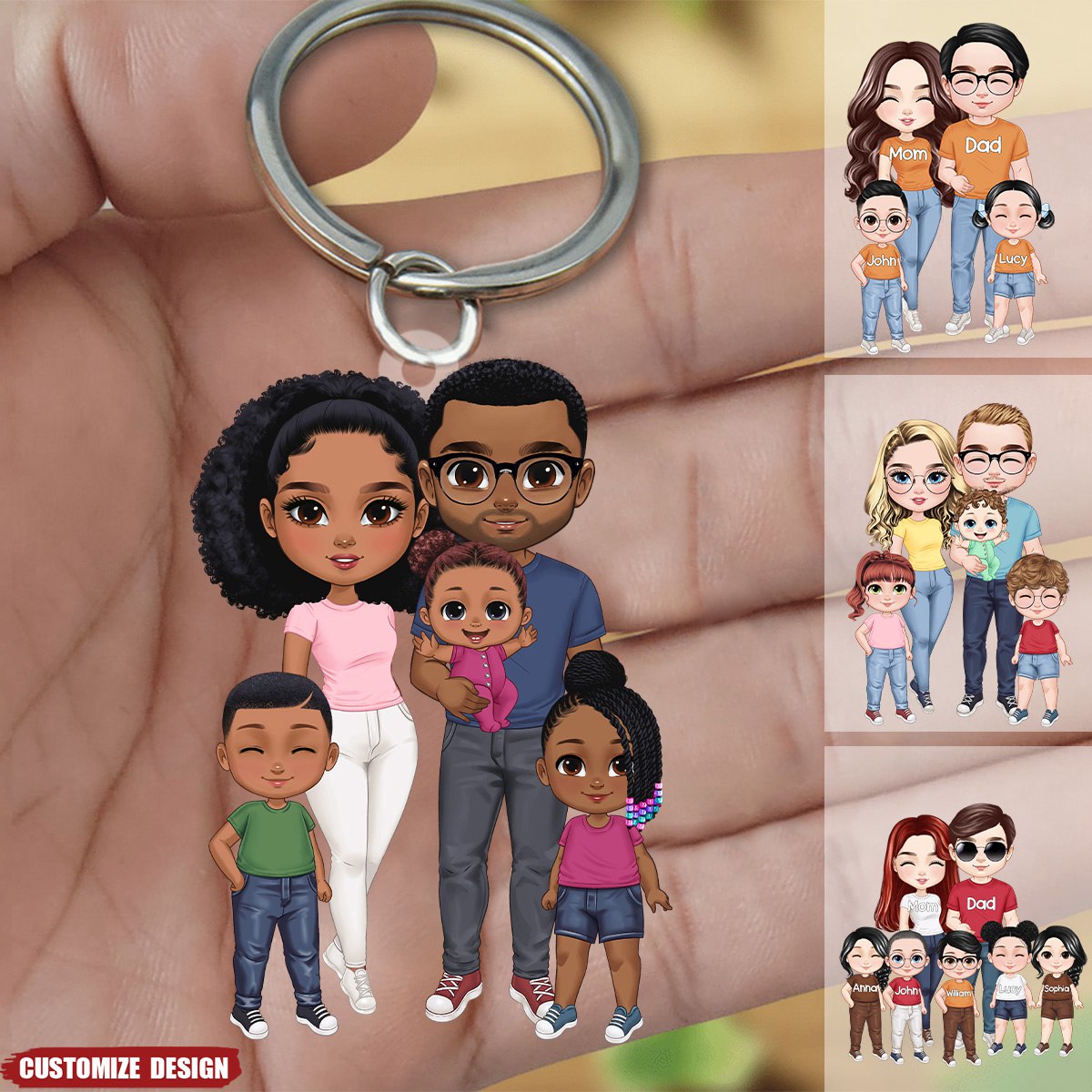 Doll Personalized Family Keychain - Gift For Family, Mom, Dad, Grandma, Grandpa