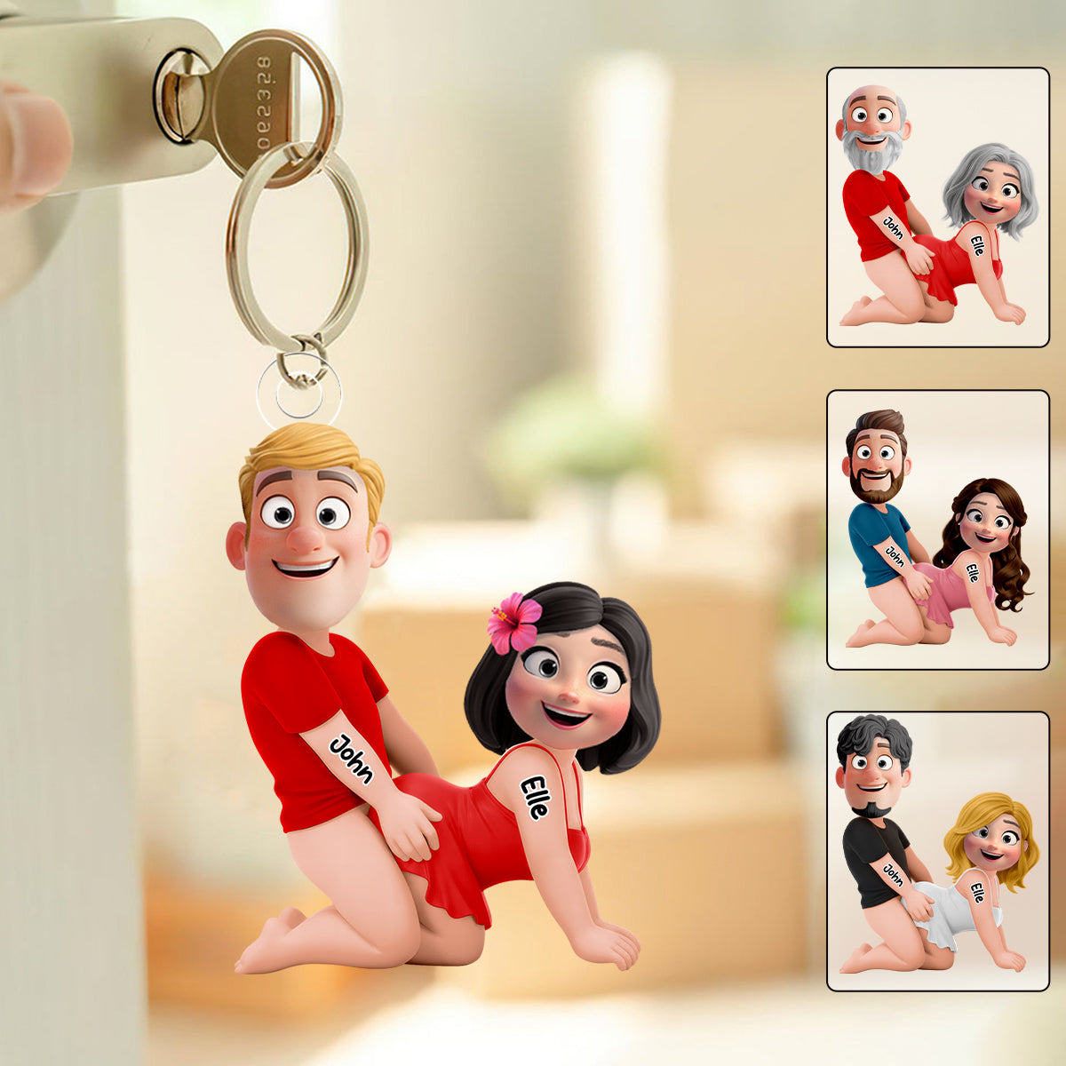 Naughty Personalized Couple Keychain - Gifts For Couple