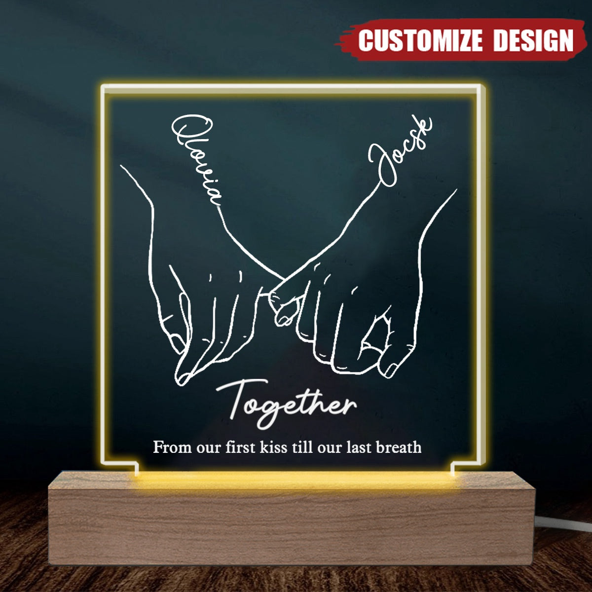 I Love You Forever & Always - Couple Personalized Acrylic LED Light