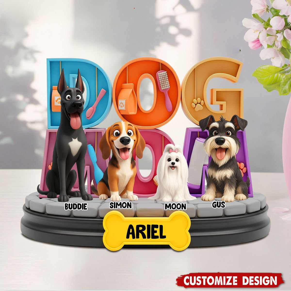 Adorable Dog Mom Dog Dad Acrylic Plaque - Personalized Gifts For Dog Lovers